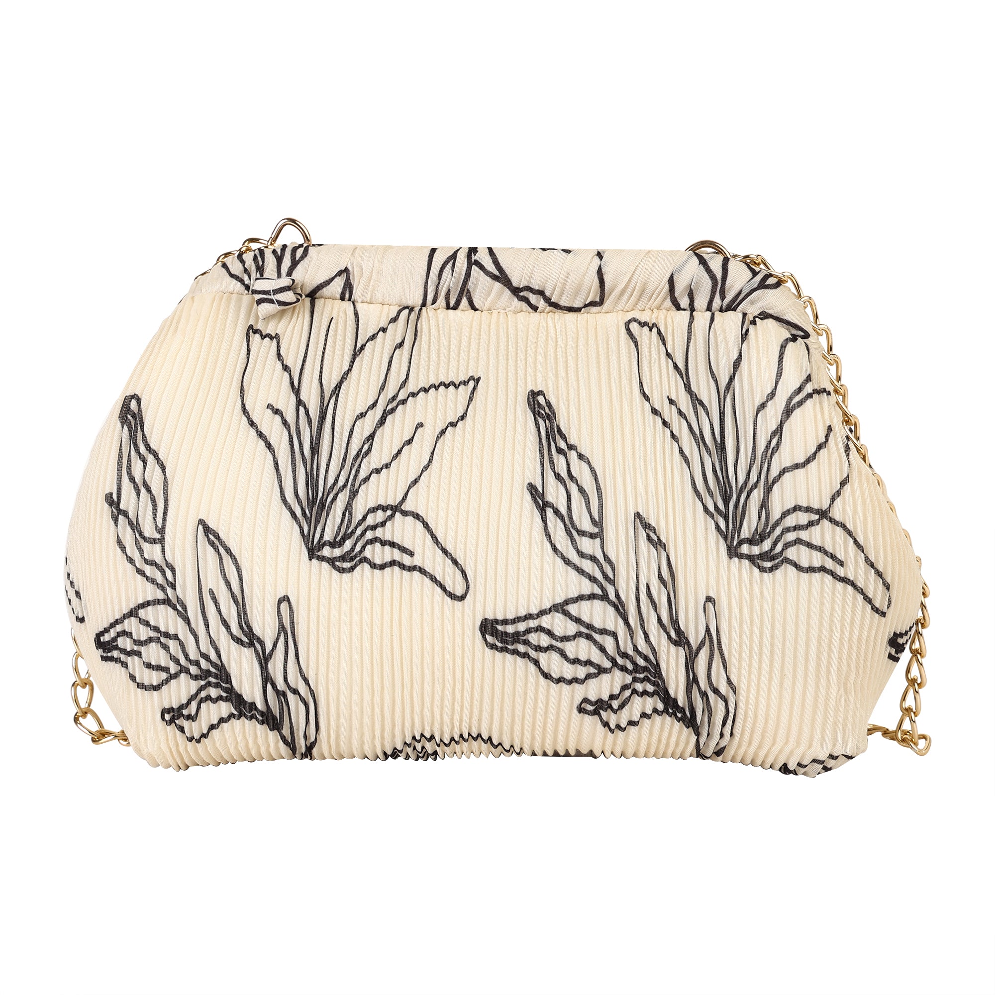 Floral Pleated Chain Clutch Bag for Women | red color Party Clutch