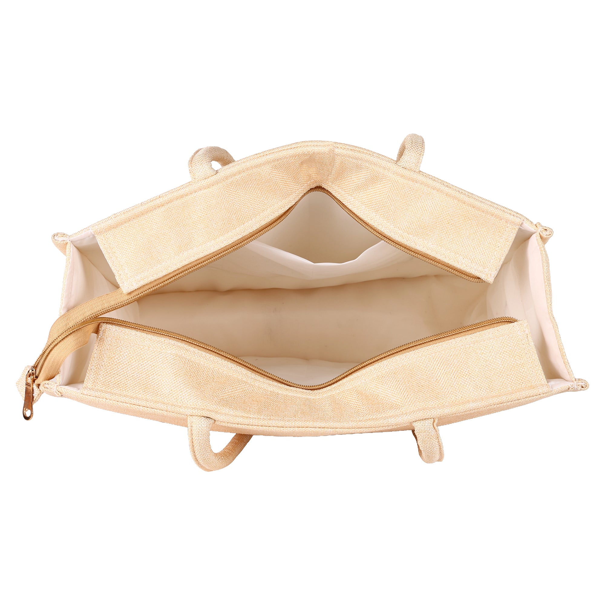 Beige Canvas Tote with Black Arch Pockets – Everyday Large Shopper for Women