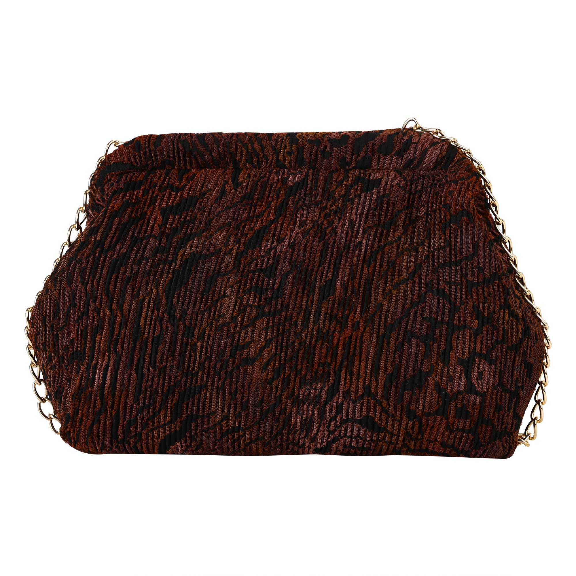 Floral Pleated Chain Clutch Bag for Women | red color Party Clutch