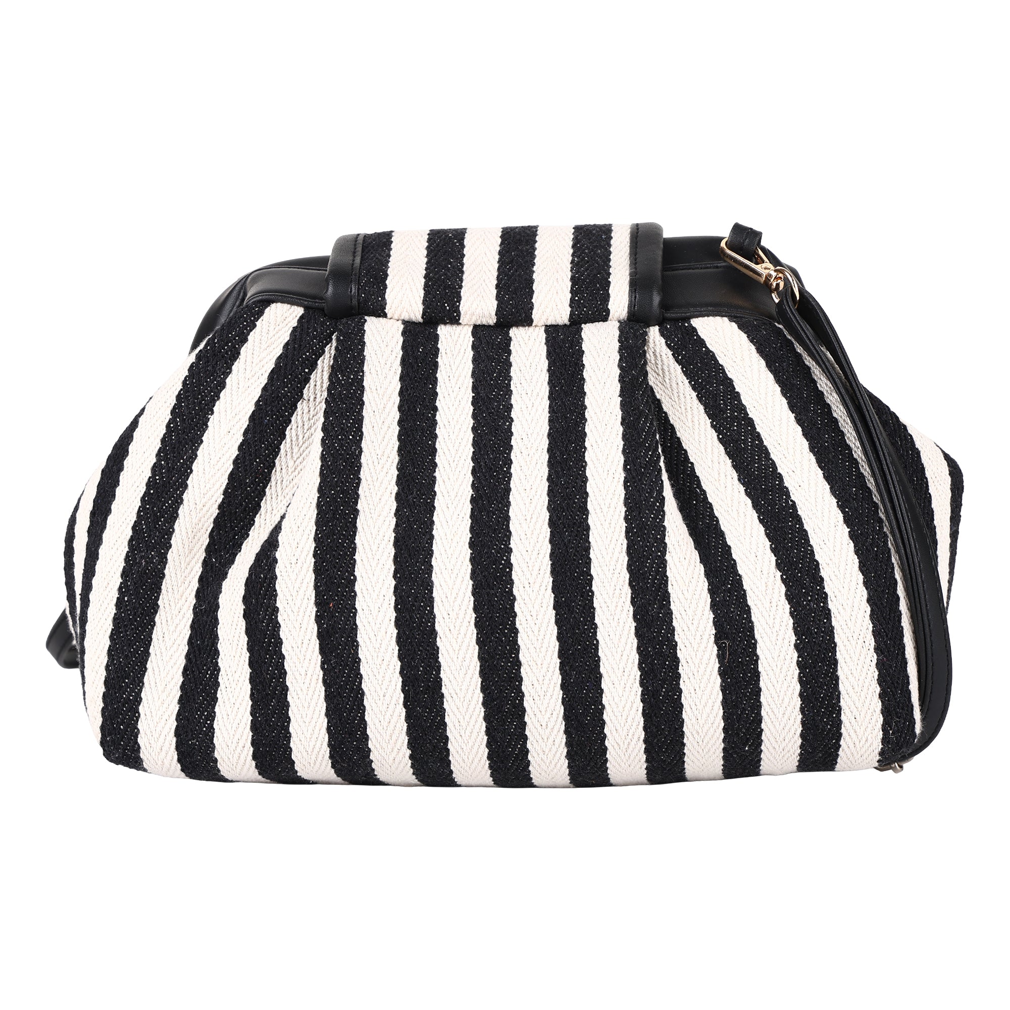 ENSAC Striped Clutch Sling Bag – Black & White  Crossbody with Flap