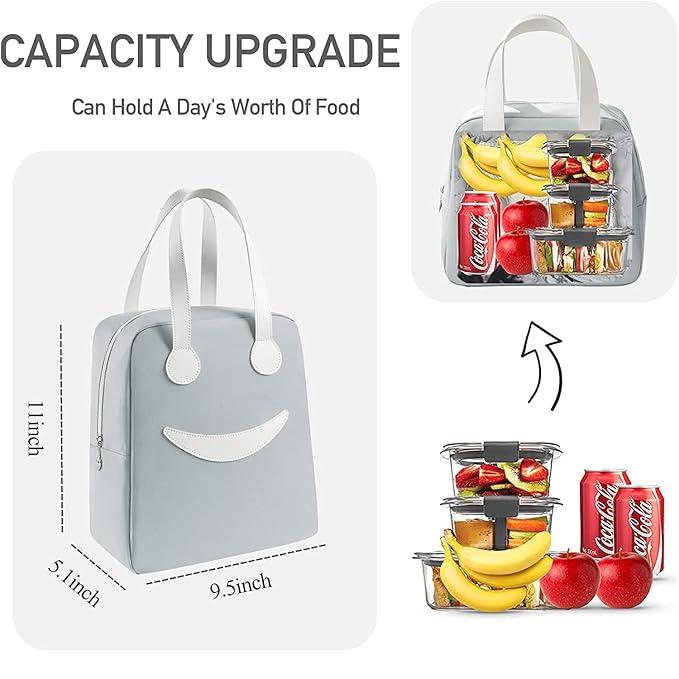 Ensac Smiley Insulated Lunch Bag - Cute & Modern Lunch Tote for Adults
