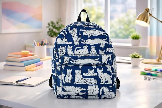 Yellow  Print Backpack – Fun Popcorn Theme School & Travel Bag