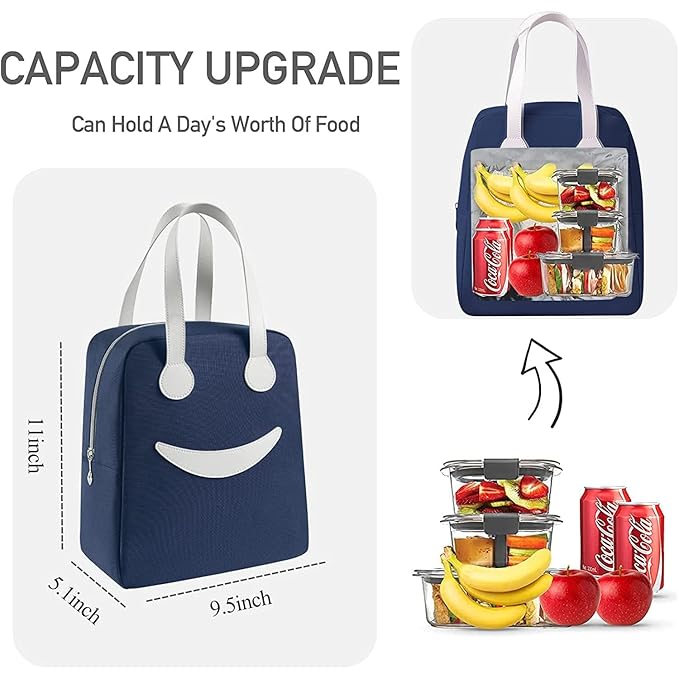 Ensac Smiley Insulated Lunch Bag - Cute & Modern Lunch Tote for Adults