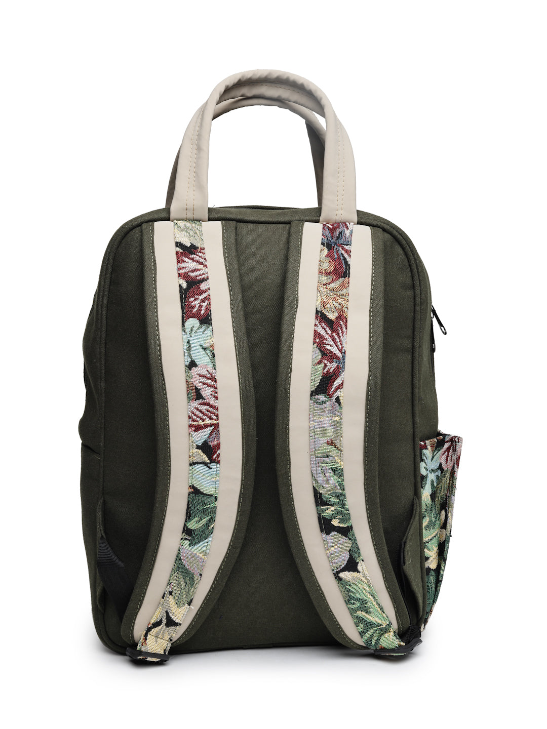 Ensac Women’s Trendy Floral Backpack | Elegant Jacquard Look with Smart Storage BACKPACK-CANVAS-FLORALGREEN-1