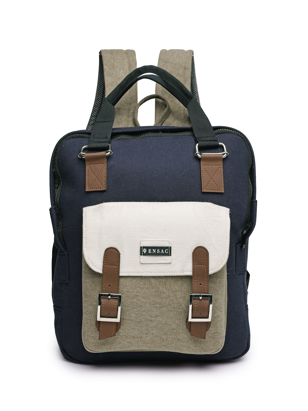 Ensac Women’s Trendy Floral Backpack | Elegant Jacquard Look with Smart Storage BACKPACK-CANVAS-POCKET-BLUEWHT