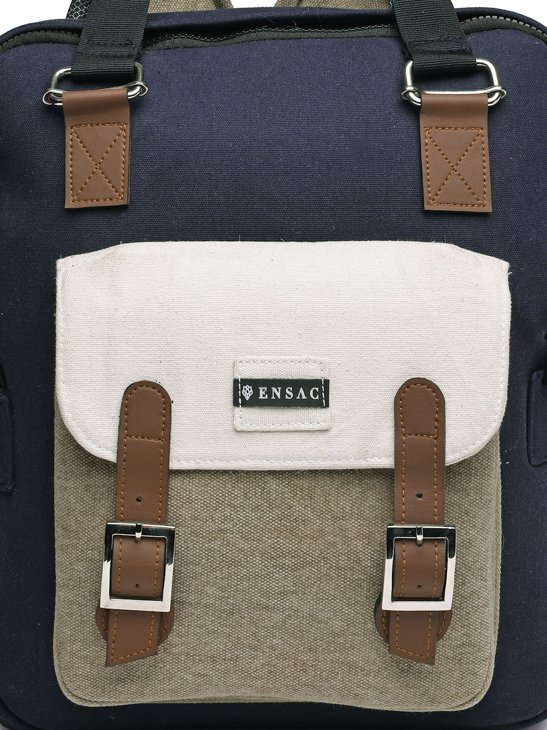 Ensac Women’s Trendy Floral Backpack | Elegant Jacquard Look with Smart Storage BACKPACK-CANVAS-POCKET-BLUEWHT
