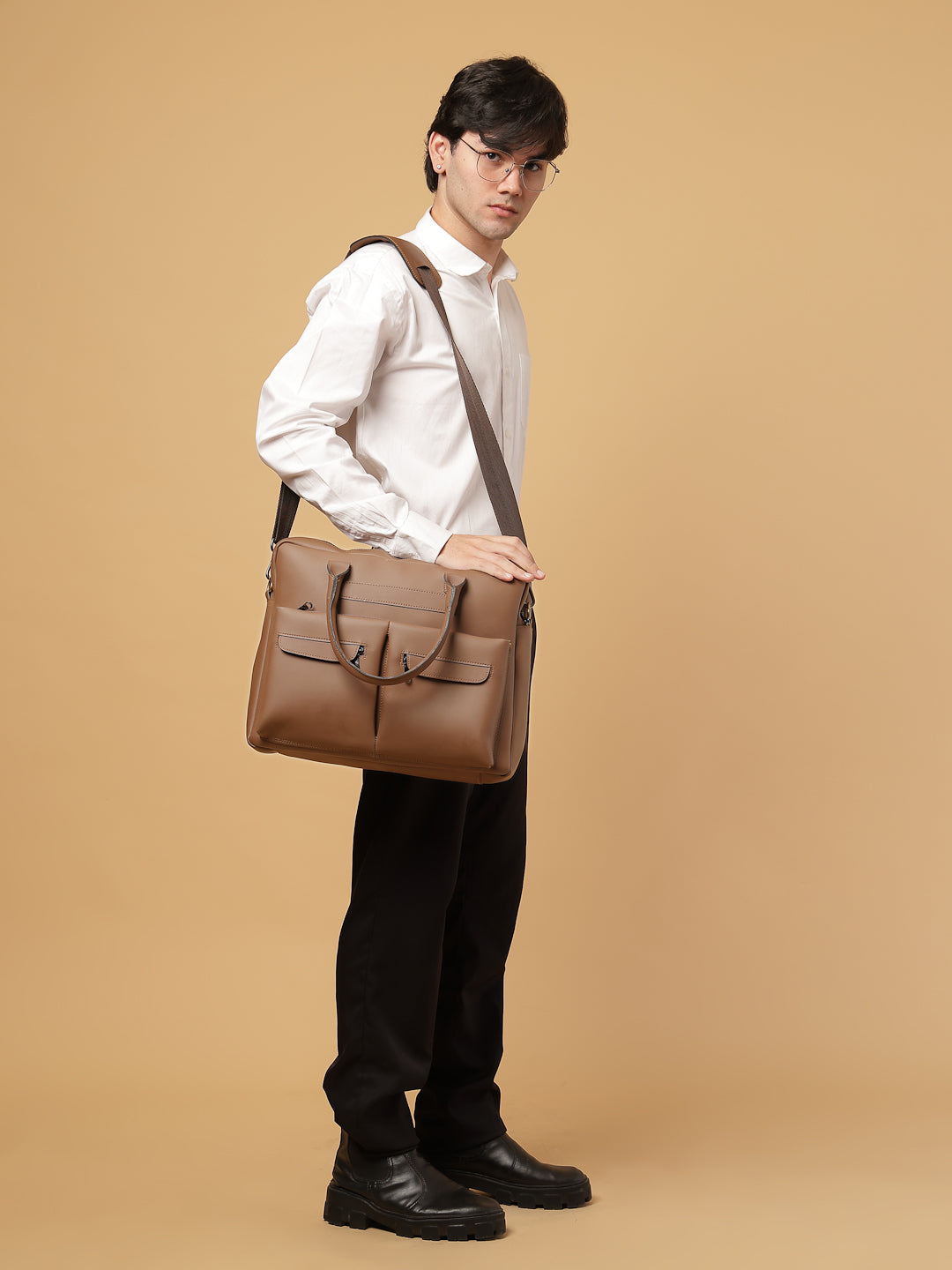 Ensac Studio Brown Laptop Bag | Stylish Office & Daily Use Bag