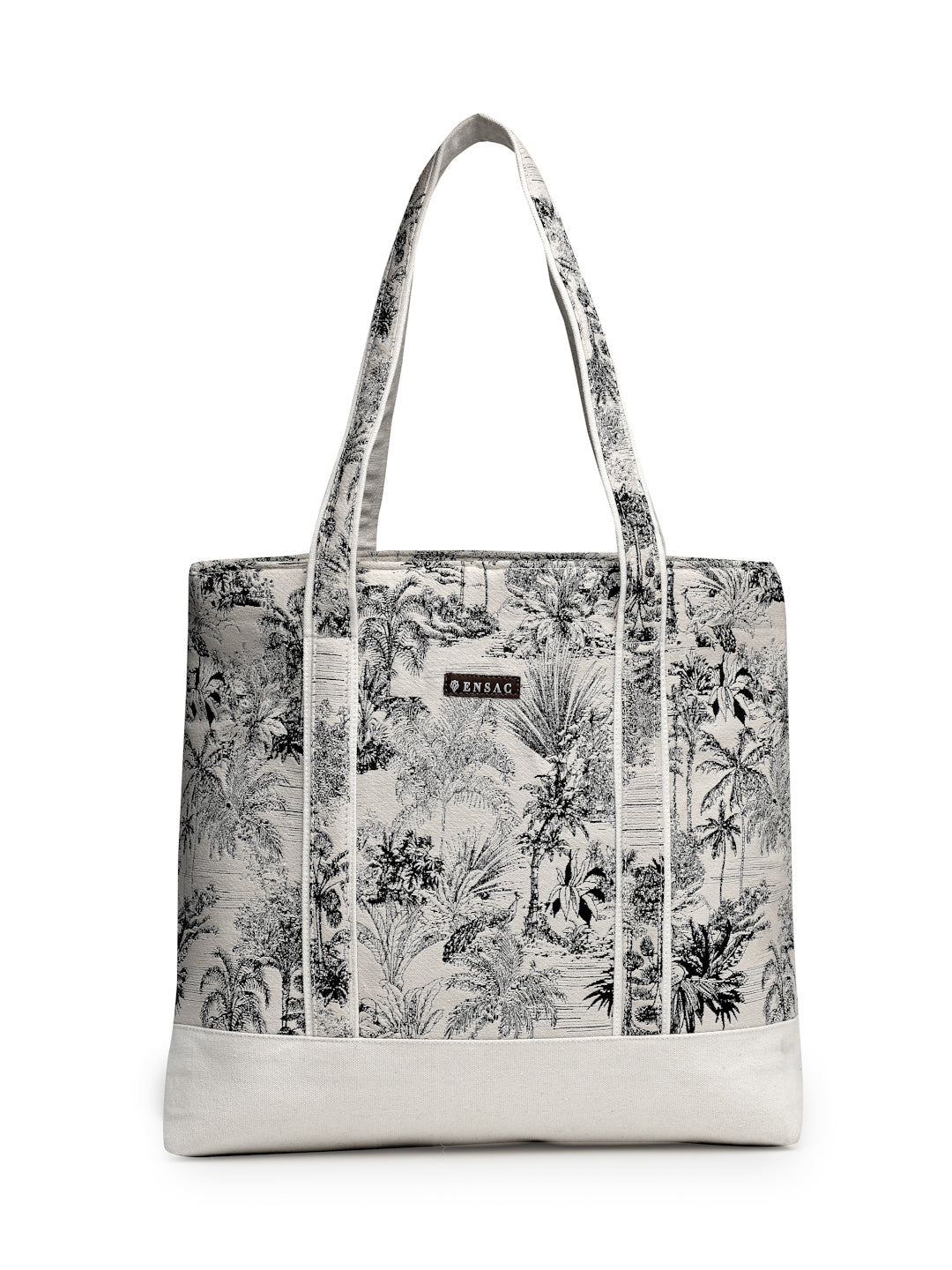 Ensac's Monochrome Print Tote Bag for Women | Nature-Inspired Stylish Handbag