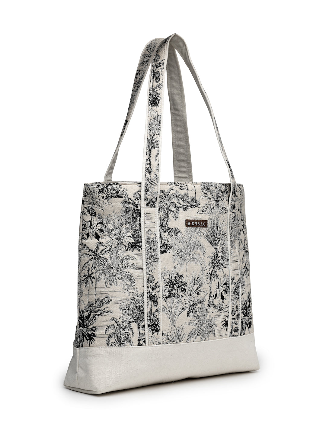 Ensac's Monochrome Print Tote Bag for Women | Nature-Inspired Stylish Handbag