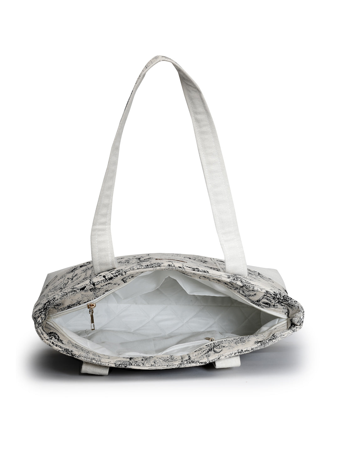 Ensac's Monochrome Print Tote Bag for Women | Nature-Inspired Stylish Handbag