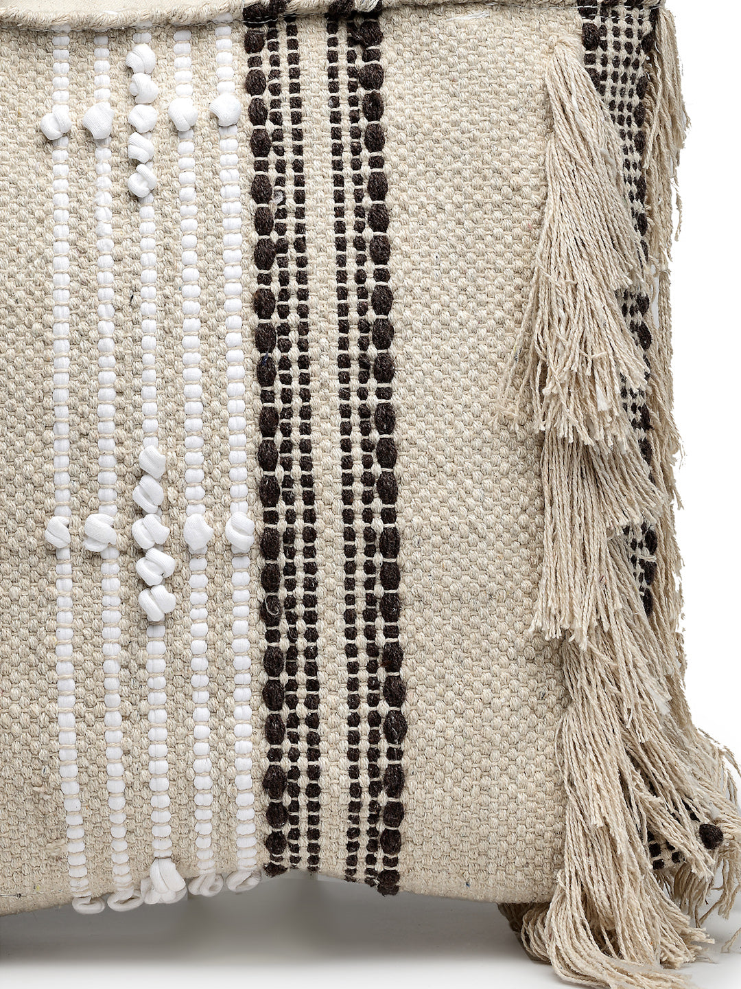 Ensac Boho Tote Bag for Women | Woven Texture with Fringe & Striped Design