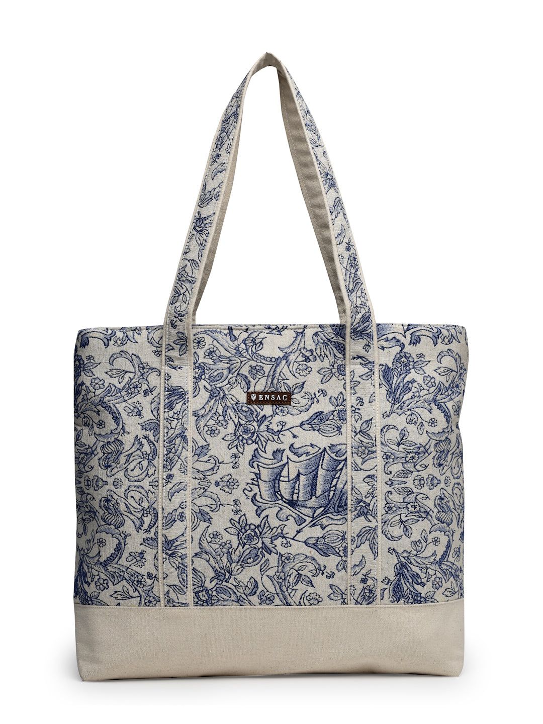 Ensac's Monochrome Print Tote Bag for Women | Nature-Inspired Stylish Handbag