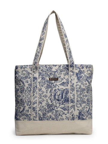 Ensac's Monochrome Print Tote Bag for Women | Nature-Inspired Stylish Handbag