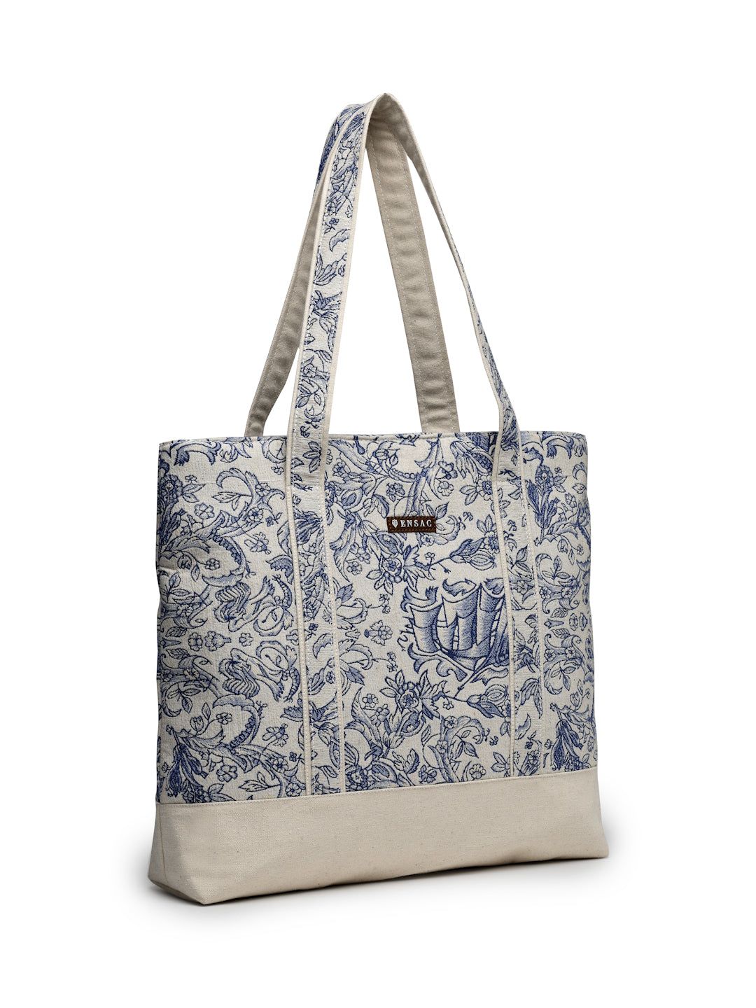 Ensac's Monochrome Print Tote Bag for Women | Nature-Inspired Stylish Handbag