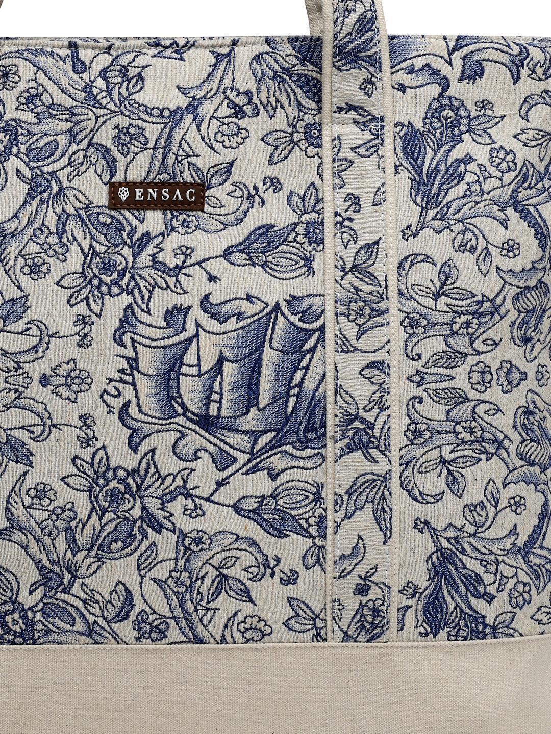 Ensac's Monochrome Print Tote Bag for Women | Nature-Inspired Stylish Handbag