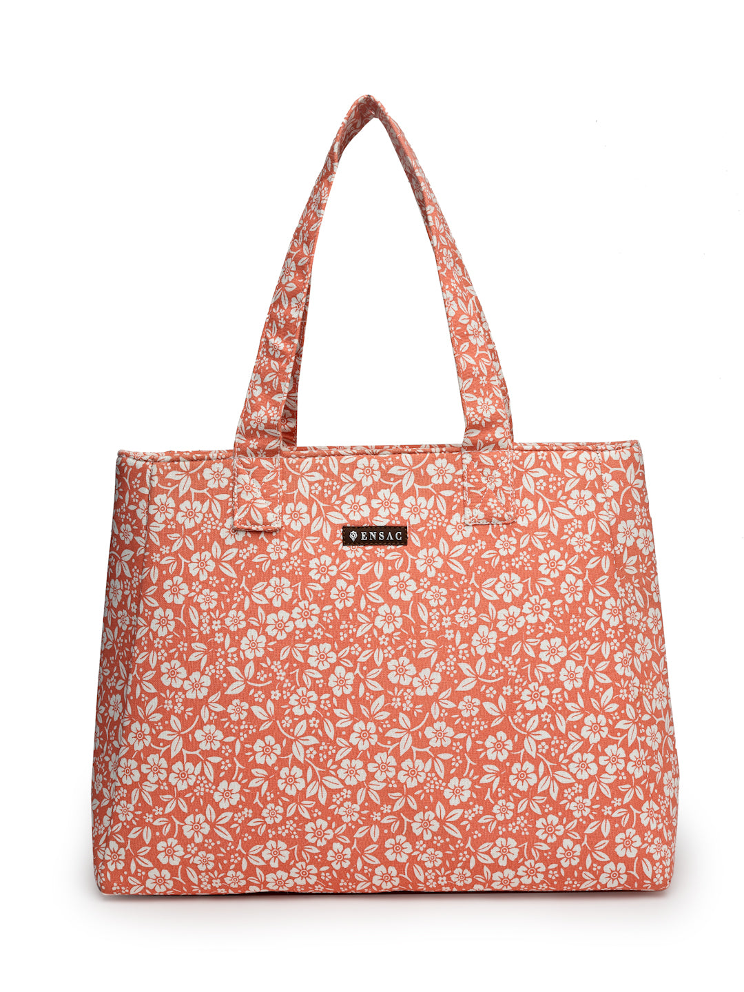 Ensac Women’s Floral Print Tote Bag | Lightweight Handbag with Zipper Closure