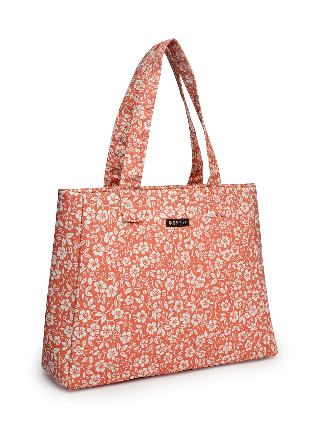 Ensac Women’s Floral Print Tote Bag | Lightweight Handbag with Zipper Closure