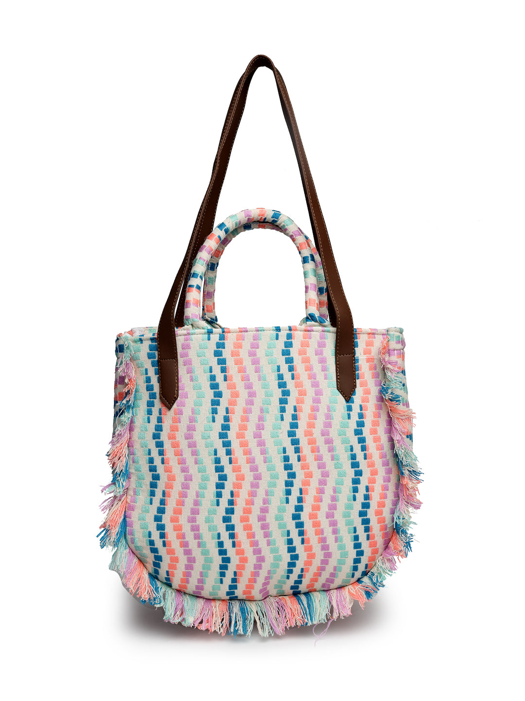 Ensac Women's Fringed Canvas Bag | Boho Vibes Multicolor Shoulder & Tote Style