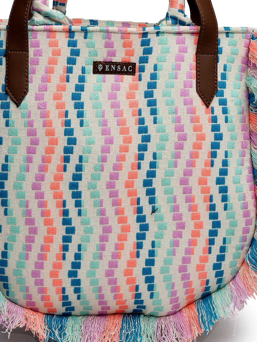 Ensac Women's Fringed Canvas Bag | Boho Vibes Multicolor Shoulder & Tote Style