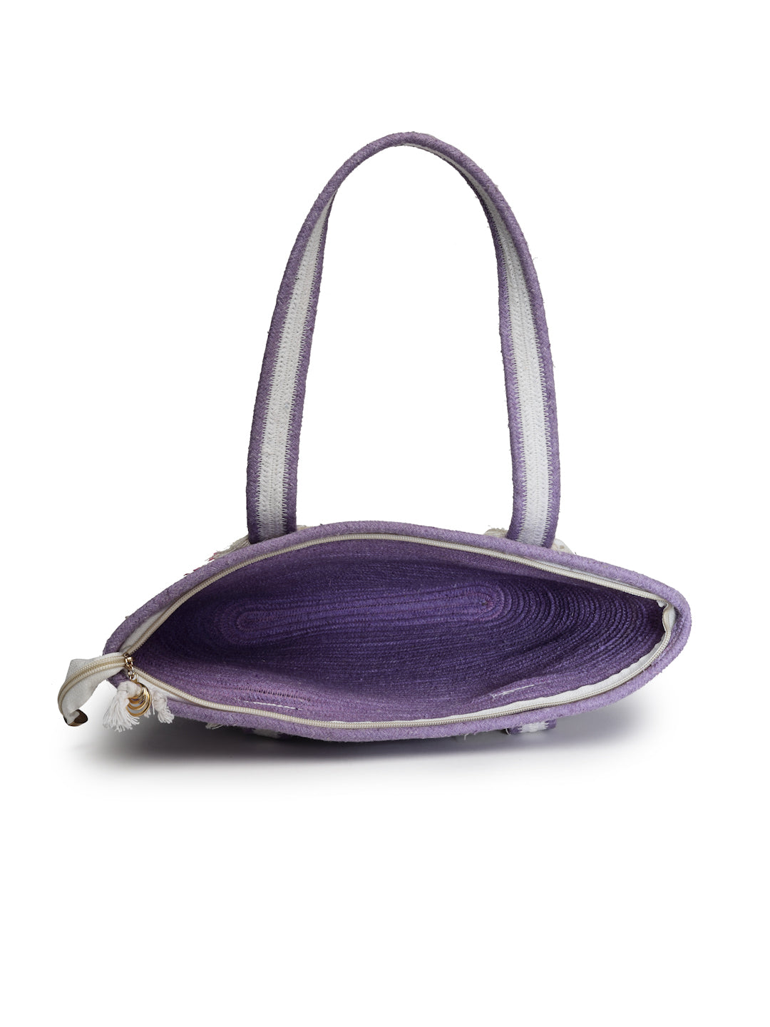 Ensac Women’s Beach Vibes Tote Bag | Stylish Summer Handbag for Travel & Outing-JUTEROPE-TOTE-BEACHVIBES-PURPLE-1