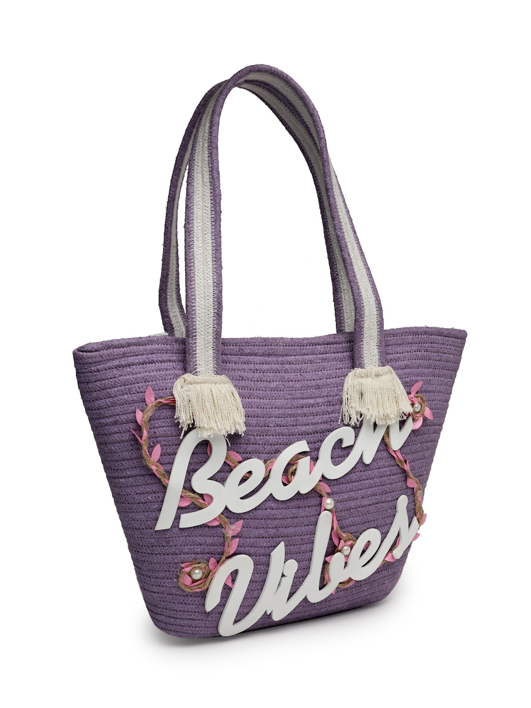 Ensac Women’s Beach Vibes Tote Bag | Stylish Summer Handbag for Travel & Outing-JUTEROPE-TOTE-BEACHVIBES-PURPLE-1