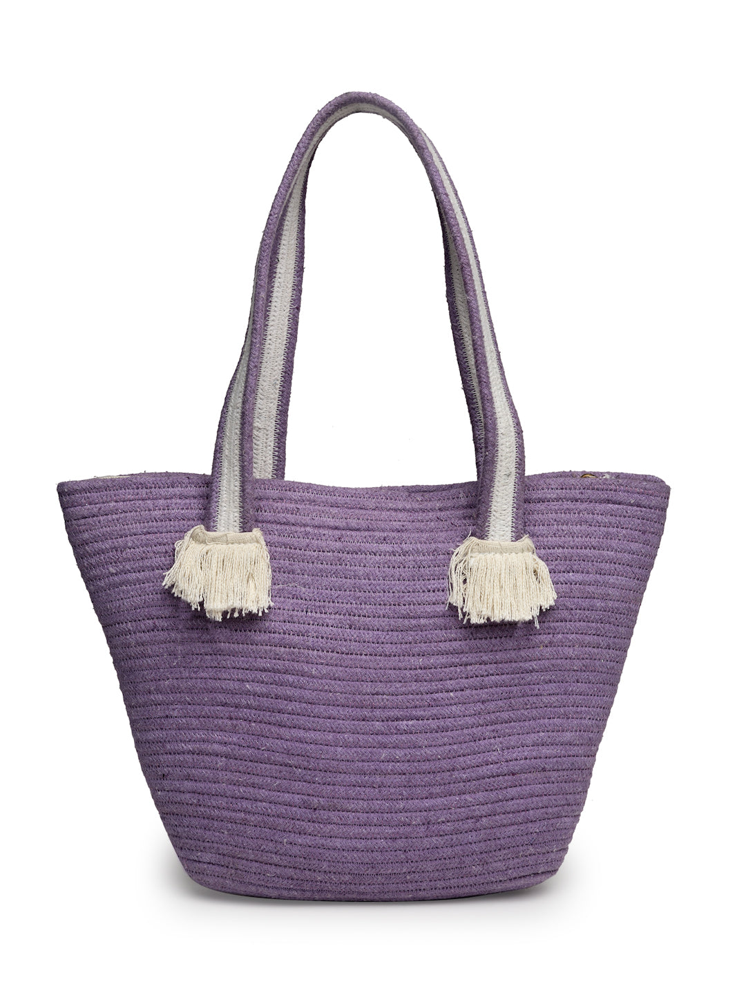 Ensac Women’s Beach Vibes Tote Bag | Stylish Summer Handbag for Travel & Outing-JUTEROPE-TOTE-BEACHVIBES-PURPLE-1