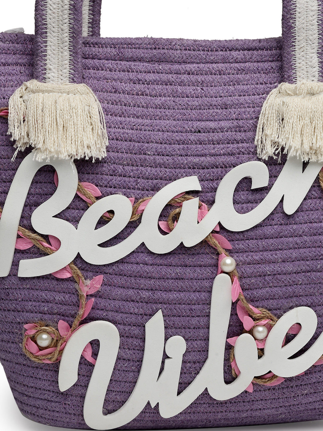 Ensac Women’s Beach Vibes Tote Bag | Stylish Summer Handbag for Travel & Outing-JUTEROPE-TOTE-BEACHVIBES-PURPLE-1