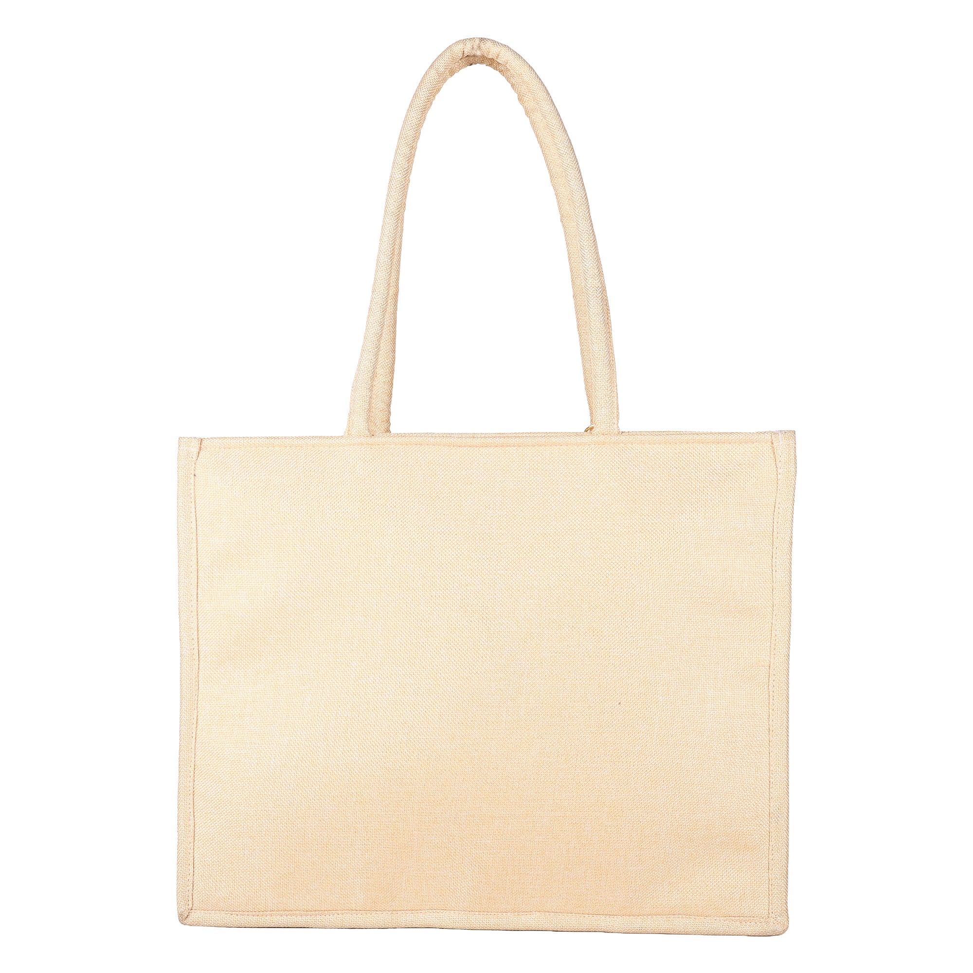 Beige Canvas Tote with Black Arch Pockets – Everyday Large Shopper for Women