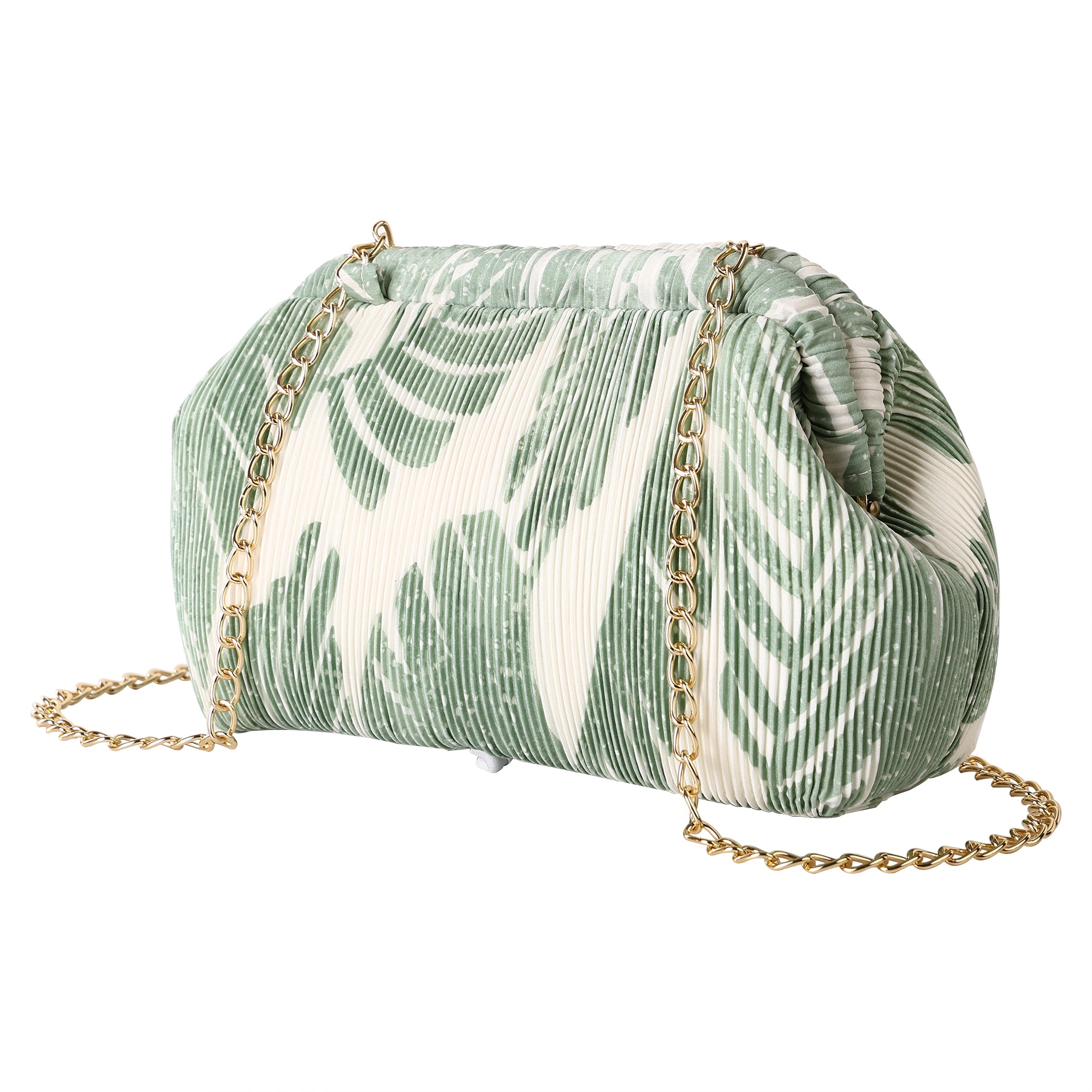 Floral Pleated Chain Clutch Bag for Women | red color Party Clutch