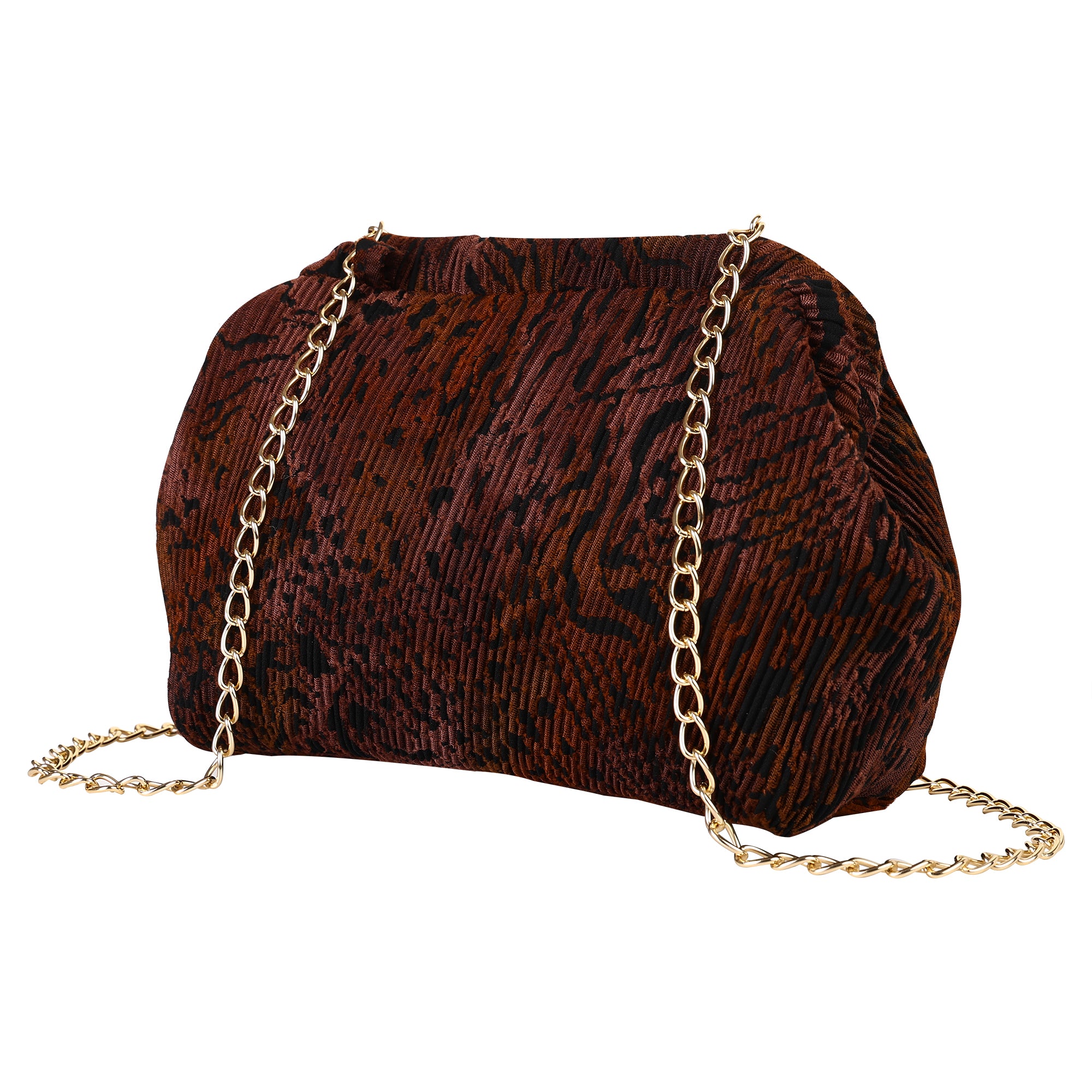 Floral Pleated Chain Clutch Bag for Women | red color Party Clutch