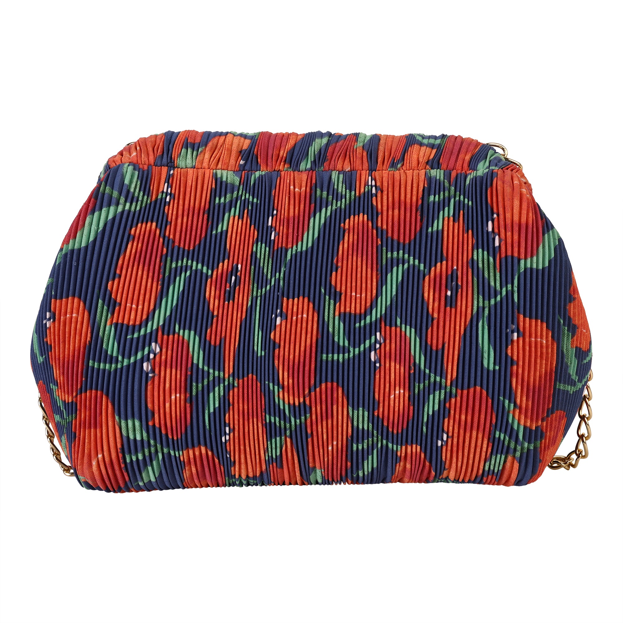 Floral Pleated Chain Clutch Bag for Women | red color Party Clutch