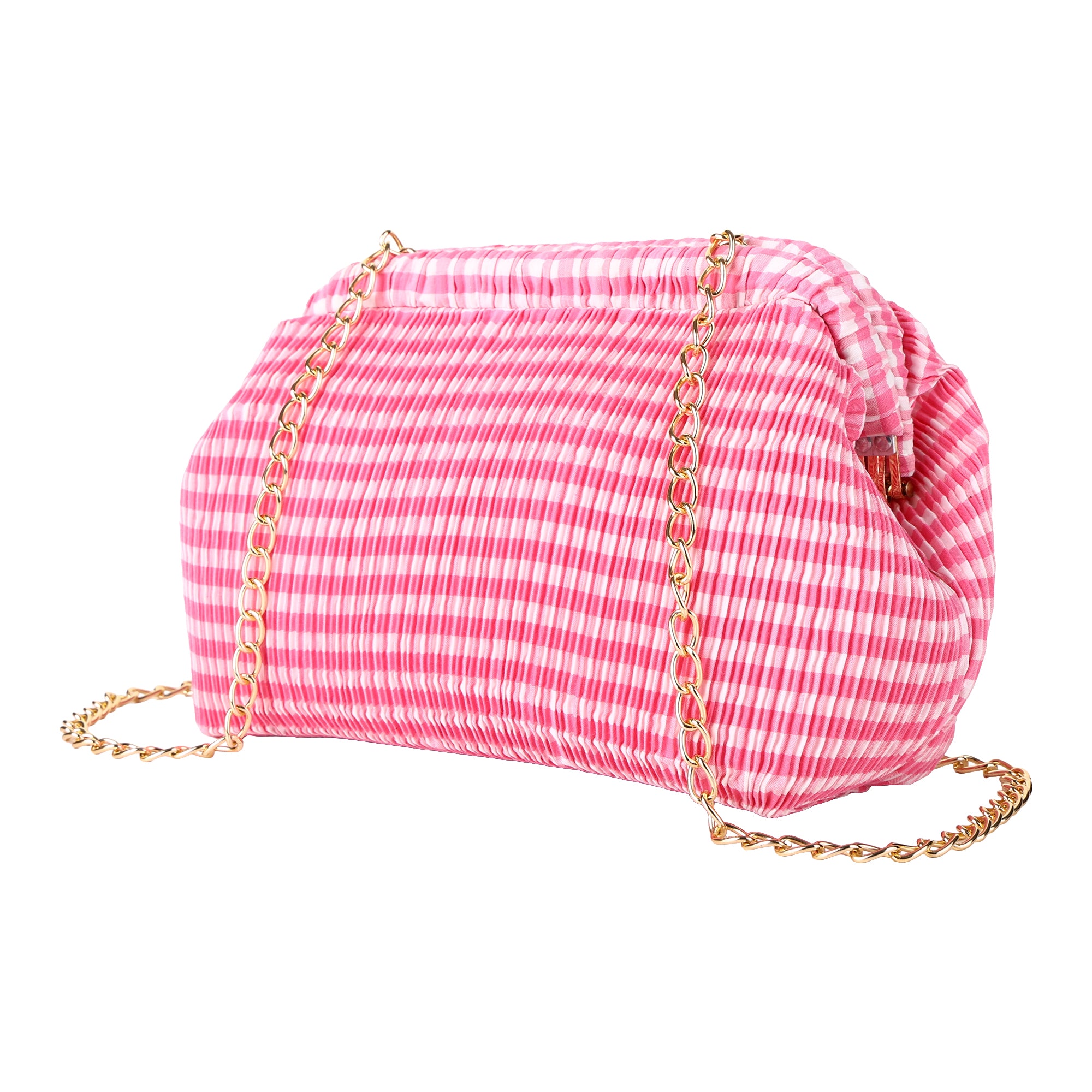 Floral Pleated Chain Clutch Bag for Women | red color Party Clutch
