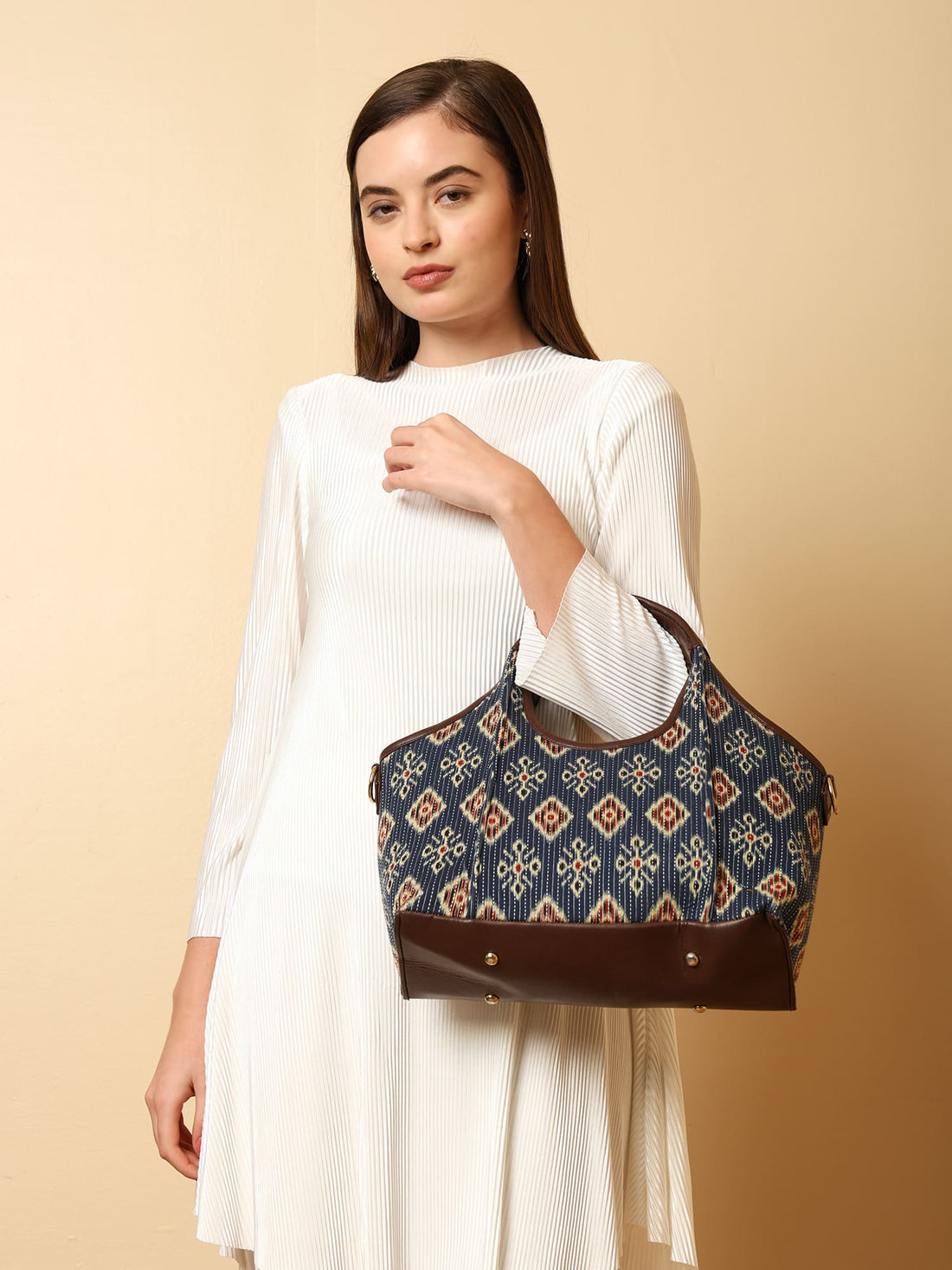 ENSAC Hobo-Style Sling Bag – Blue Ikkat Print