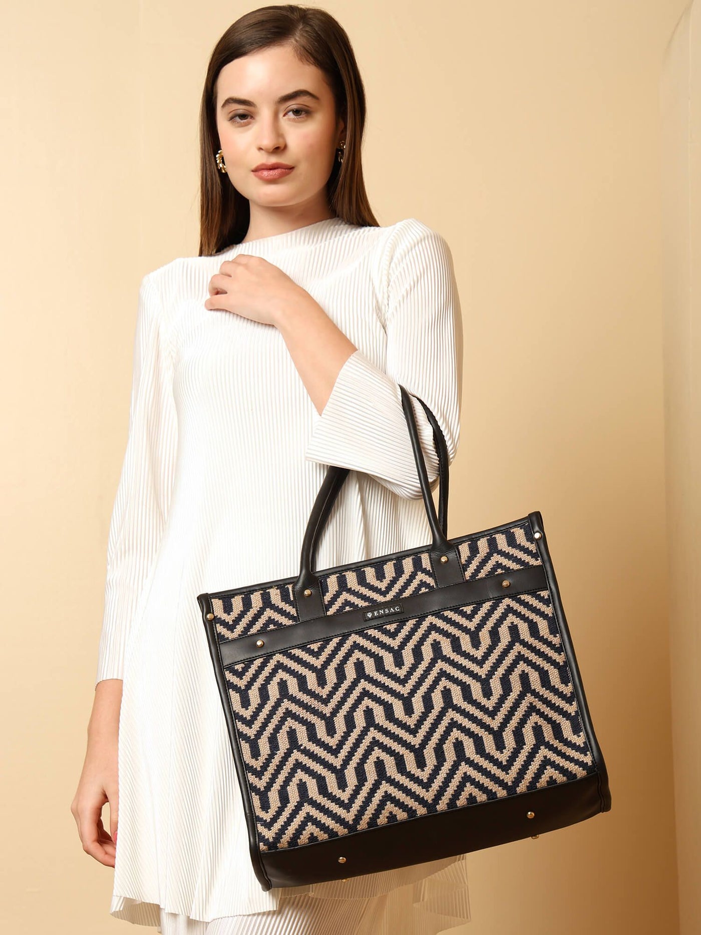 ENSAC Geometric Structured Tote Bag ensacworld