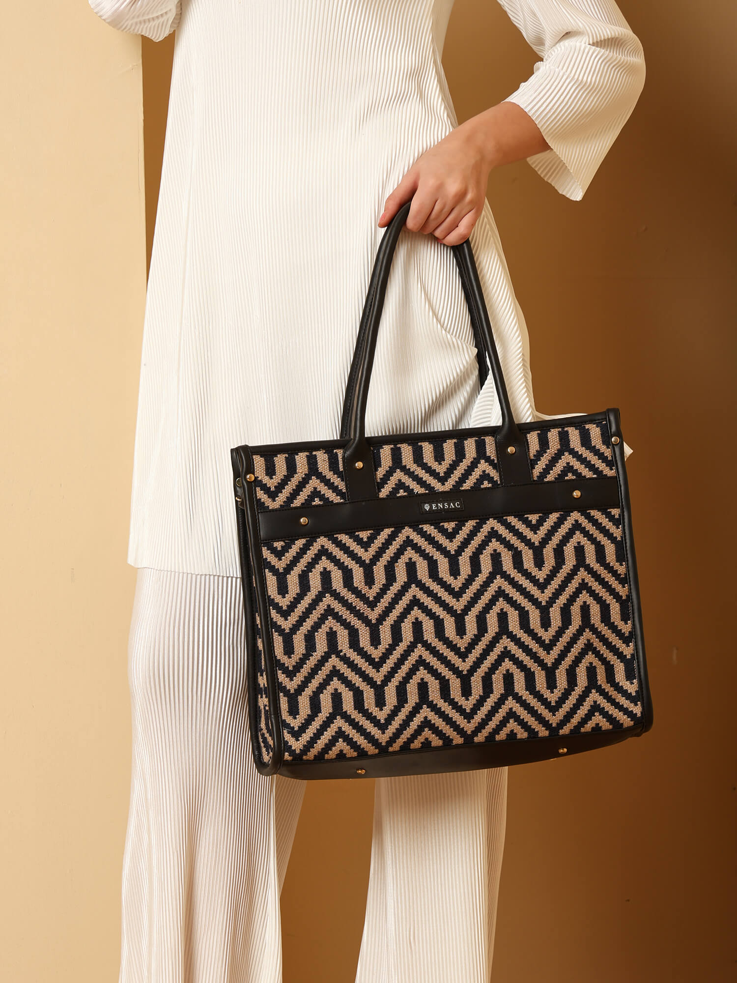 ENSAC BossLady Maze Beige Tote Bag – Elegant, Spacious & Everyday Friendly