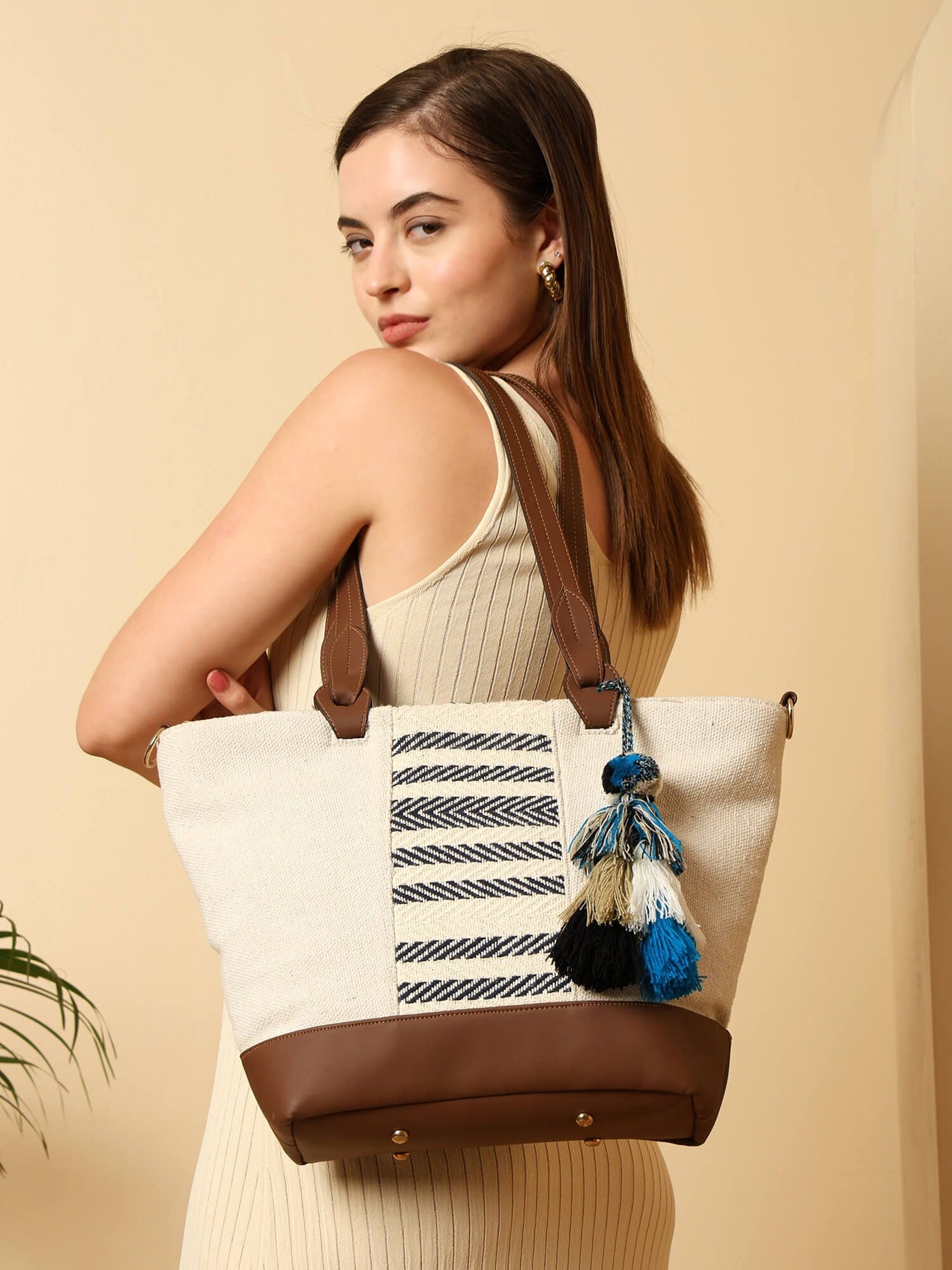 ENSAC Blue Printed Tote Bag for Women ensacworld