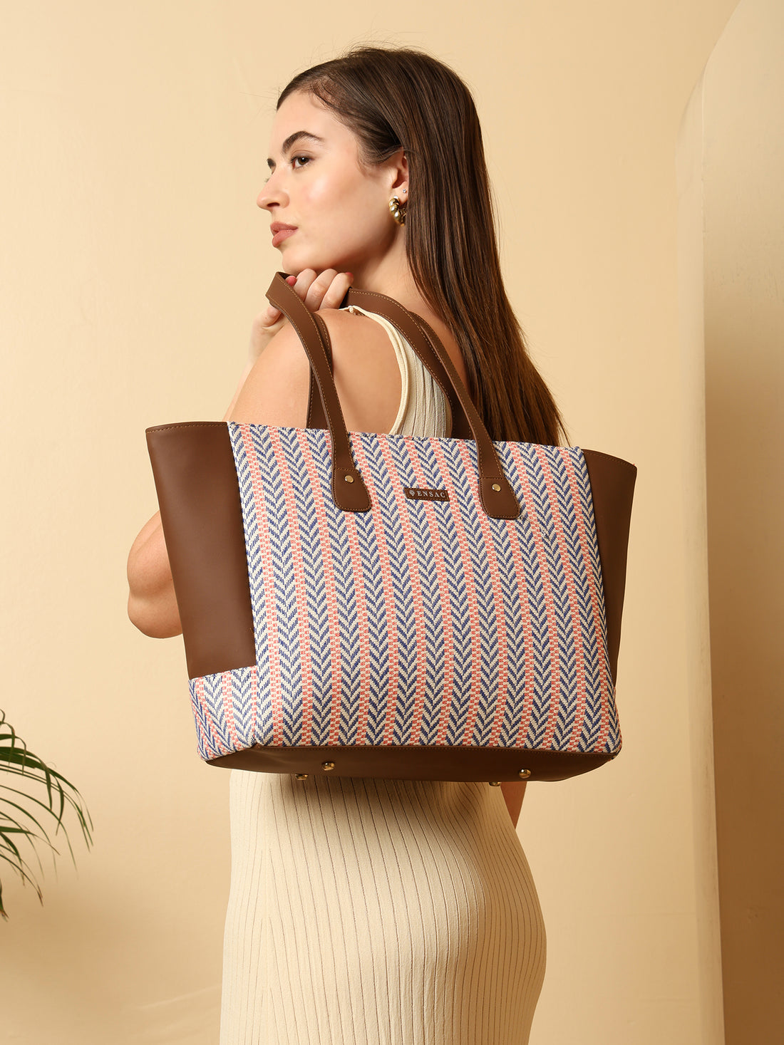 ENSAC Kala Blue Arrow Printed Tote Bag – Stylish, Durable & Everyday Use