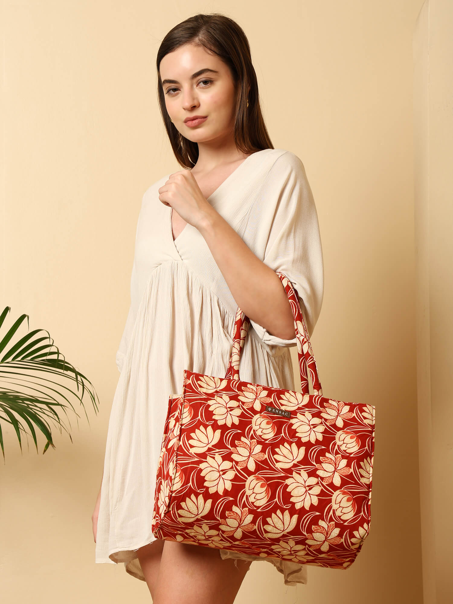 ENSAC Lotus Small Printed Tote Bag – Compact, Stylish & Everyday Friendly