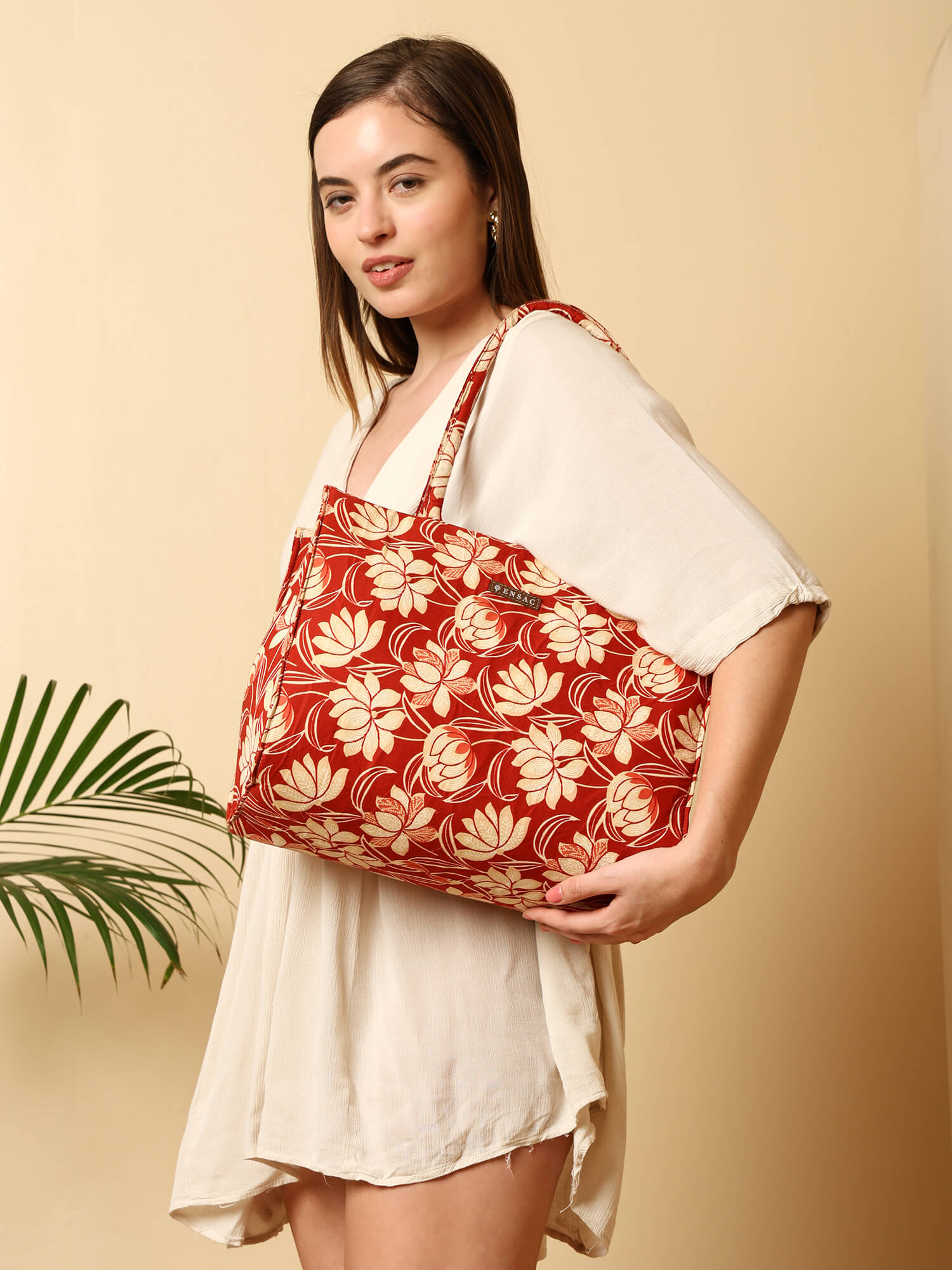 ENSAC Lotus Small Printed Tote Bag – Compact, Stylish & Everyday Friendly