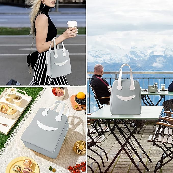 Ensac Smiley Insulated Lunch Bag - Cute & Modern Lunch Tote for Adults