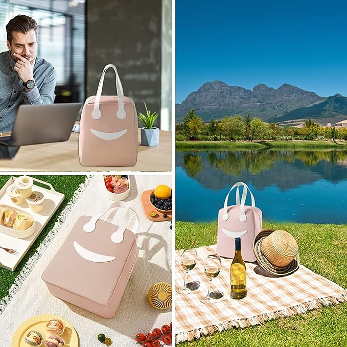 Ensac Smiley Insulated Lunch Bag - Cute & Modern Lunch Tote for Adults