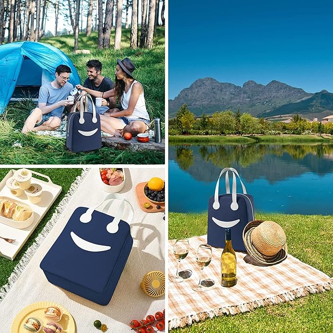 Ensac Smiley Insulated Lunch Bag - Cute & Modern Lunch Tote for Adults