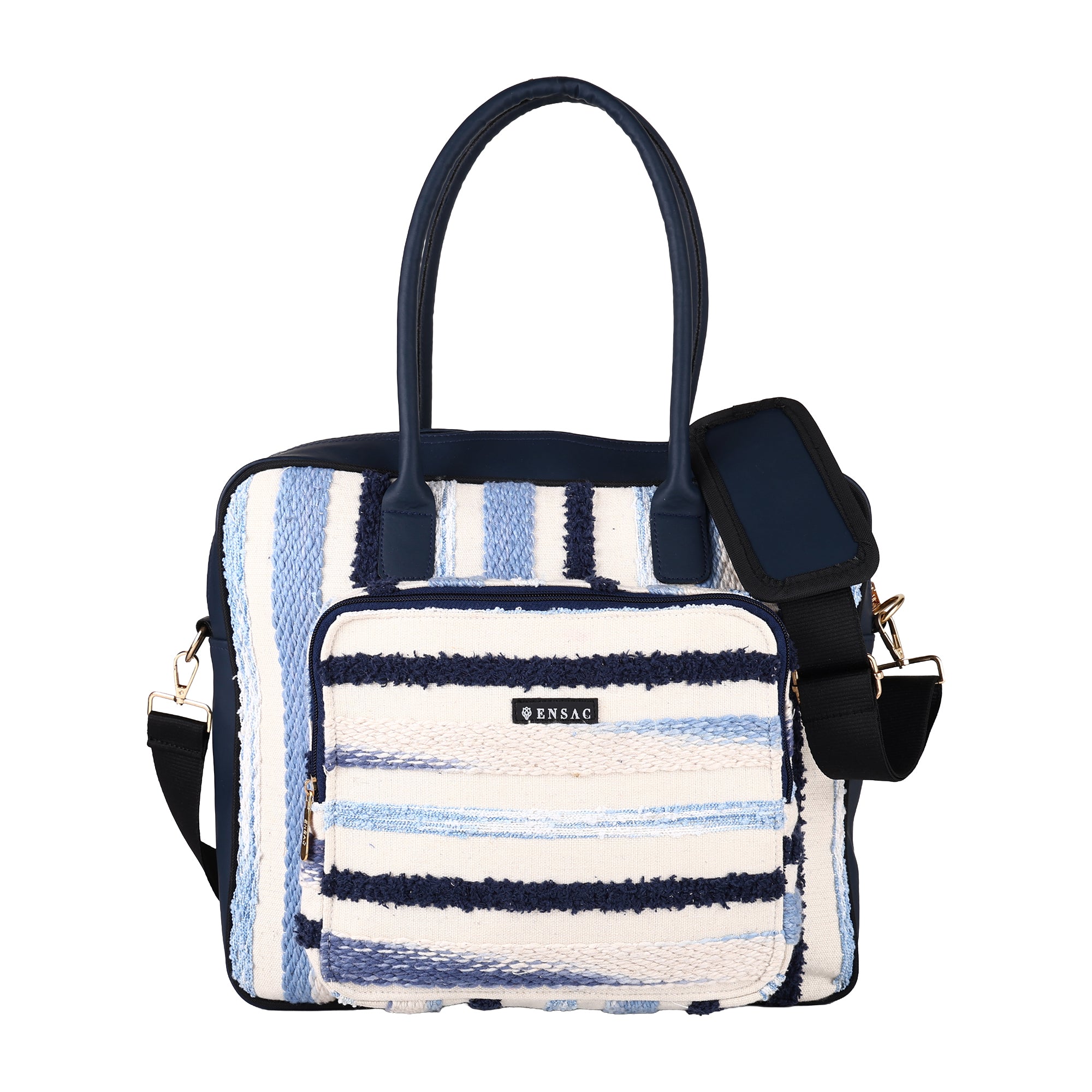 ENSAC Laptop Bag for Women & Men | Stylish Fabric Laptop Tote Bag with Detachable Shoulder Strap | Office Messenger Bag for Laptop, Documents & Daily Essentials | Multi-Pocket Work Bag