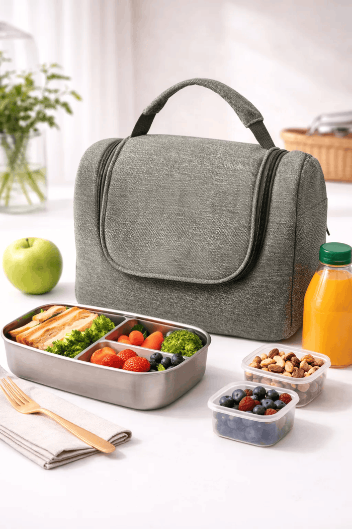 Insulated  Lunch Bag with Shoulder Strap and Front Pocket for Office Daily Use