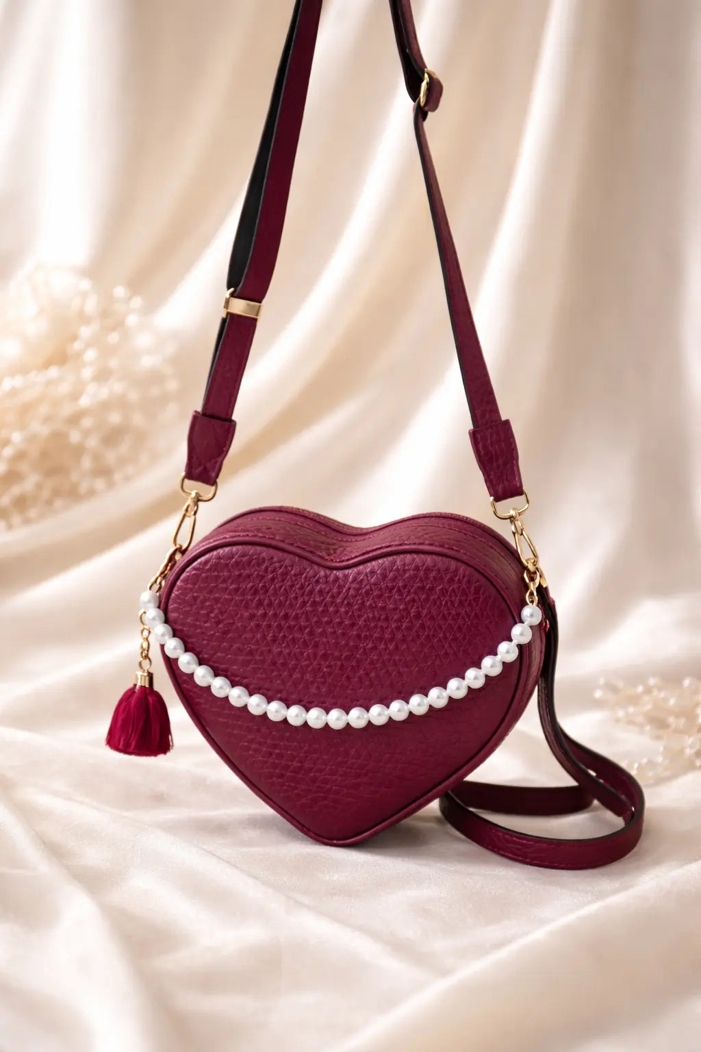 ENSAC  Heart-Shaped Pearl Sling Bag for Women | Elegant Party & Gift Sling