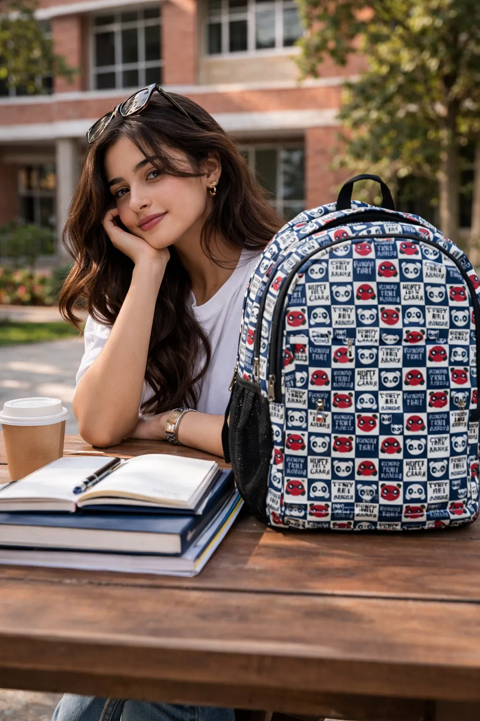 Printed Backpack with Front Pocket | School College Bag