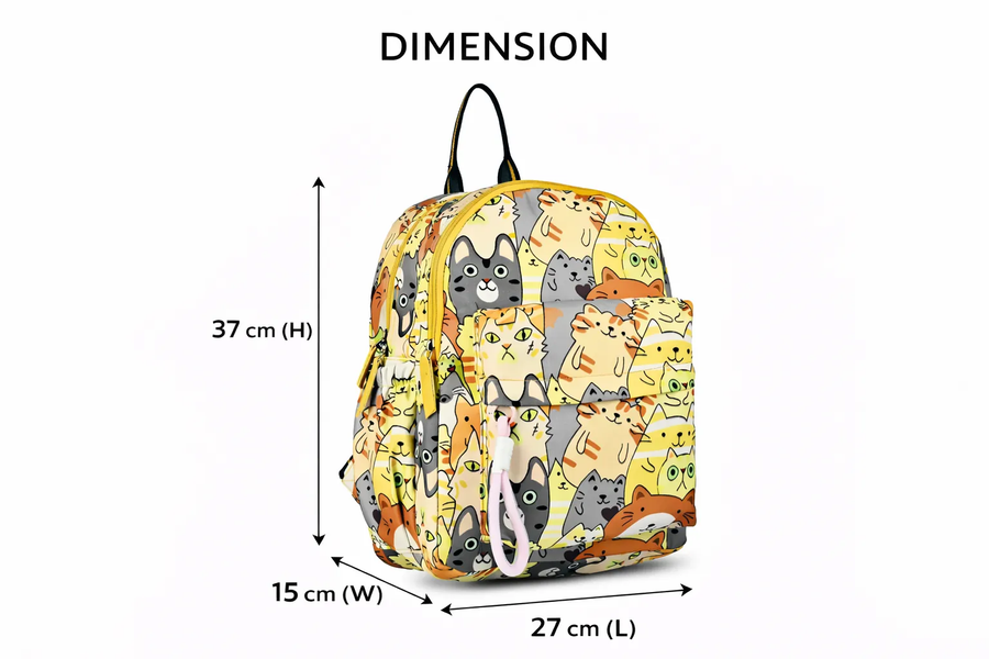 Kids Yellow Backpack | Cute Cartoon Printed School & Daily Use Bag ensacworld