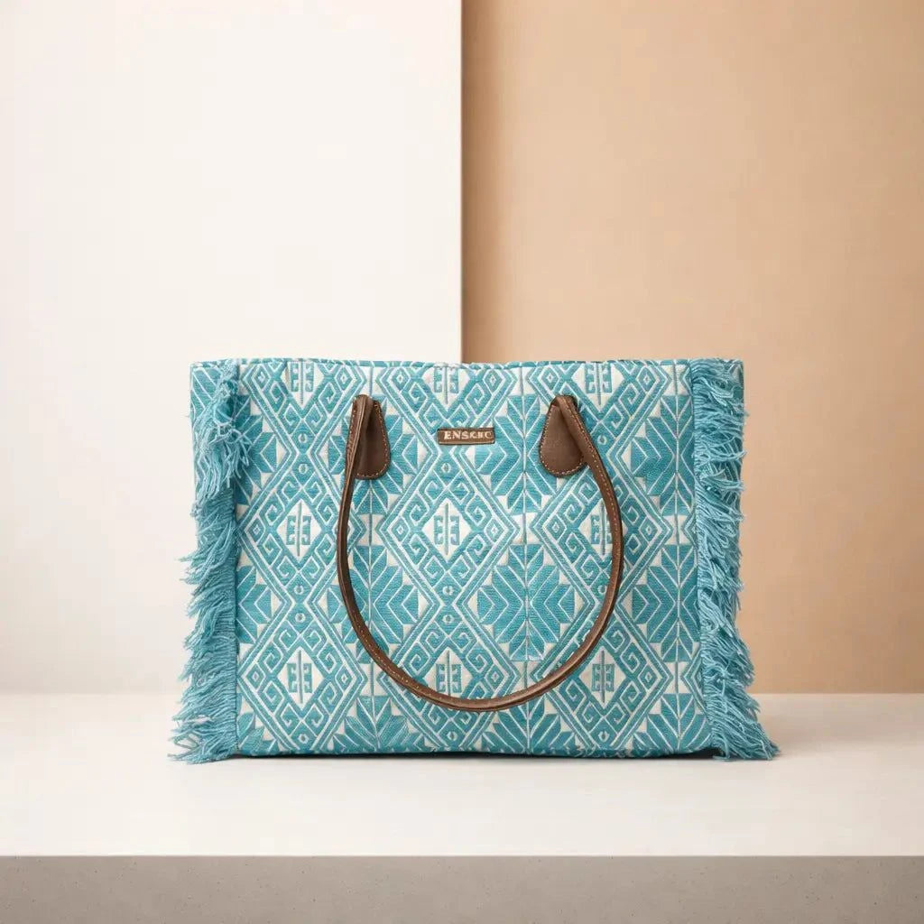ENSAC Purple Jacquard Tote Bag for Women ensacworld