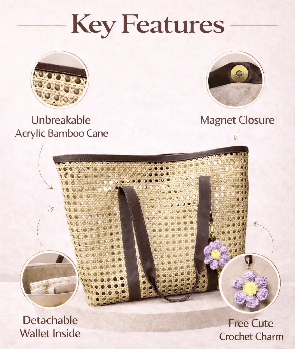 Tote Bag with Rexine Handles | Stylish Women’s Carry Bag ensacworld