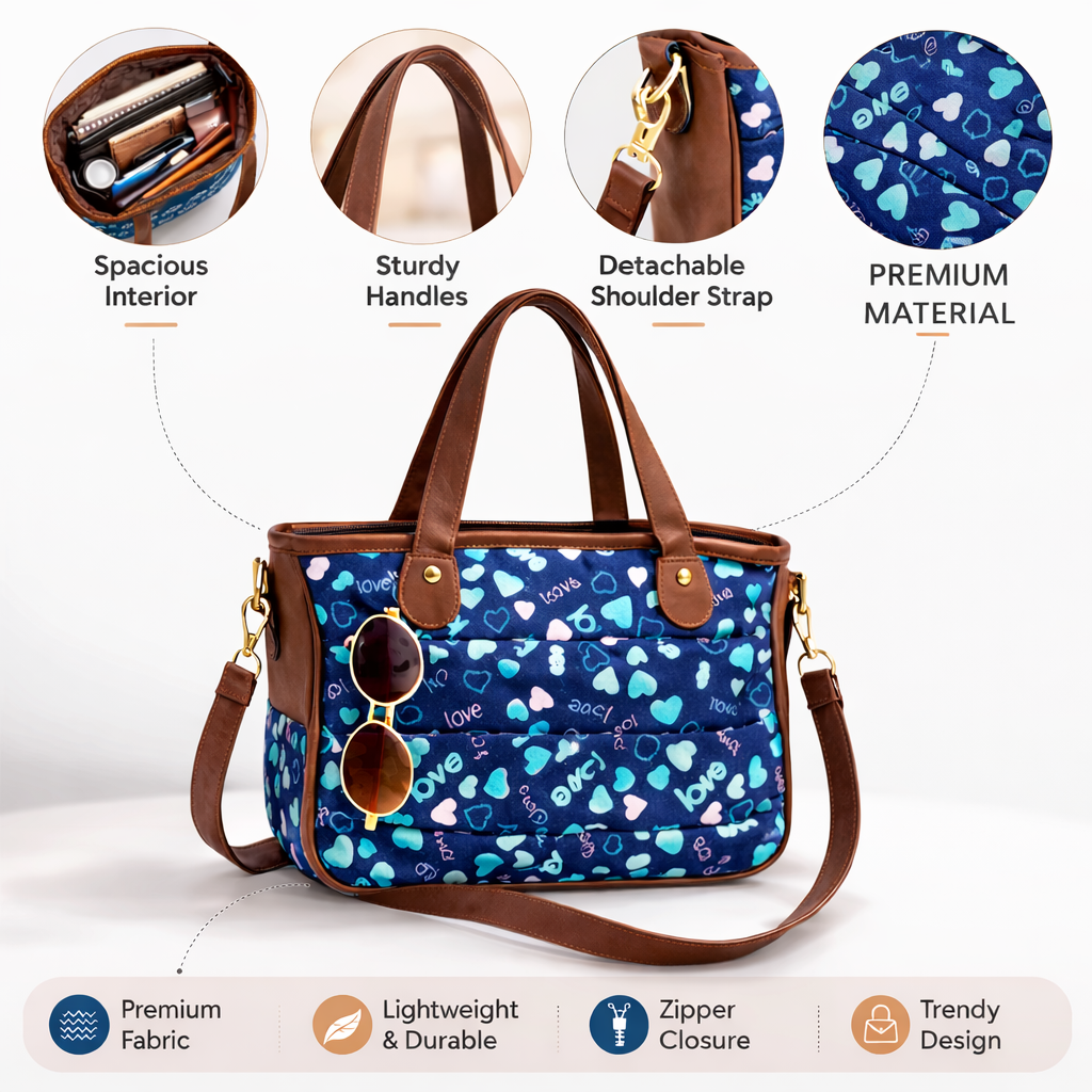 Printed Multi-Utility Travel Tote Bag with Detachable Strap